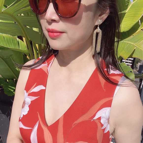 NWT Sophia & Kate Pink 3.5" Gold Plated Tassel Earring - Picture 10 of 12